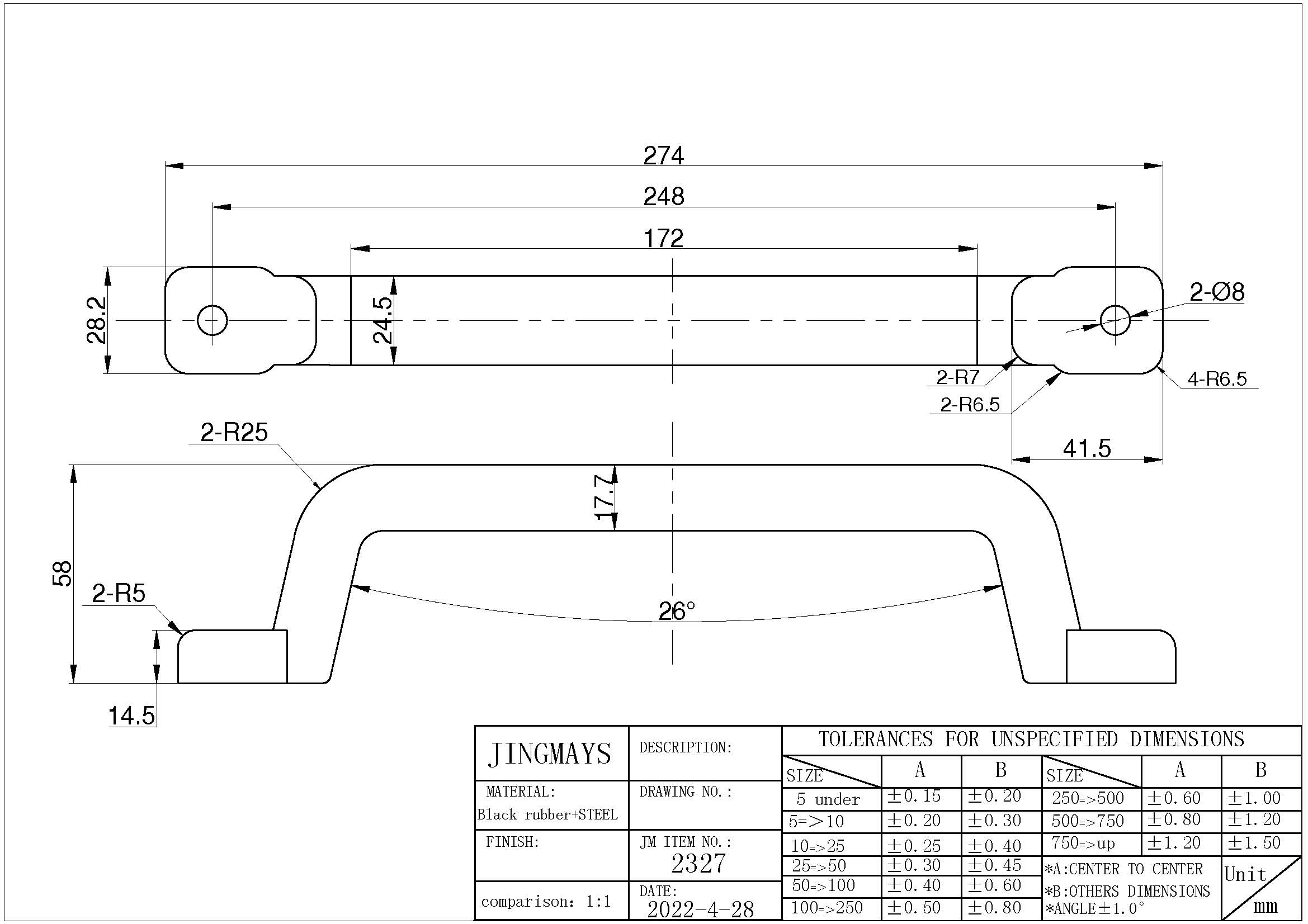 Handle Rubber Black  - 2327