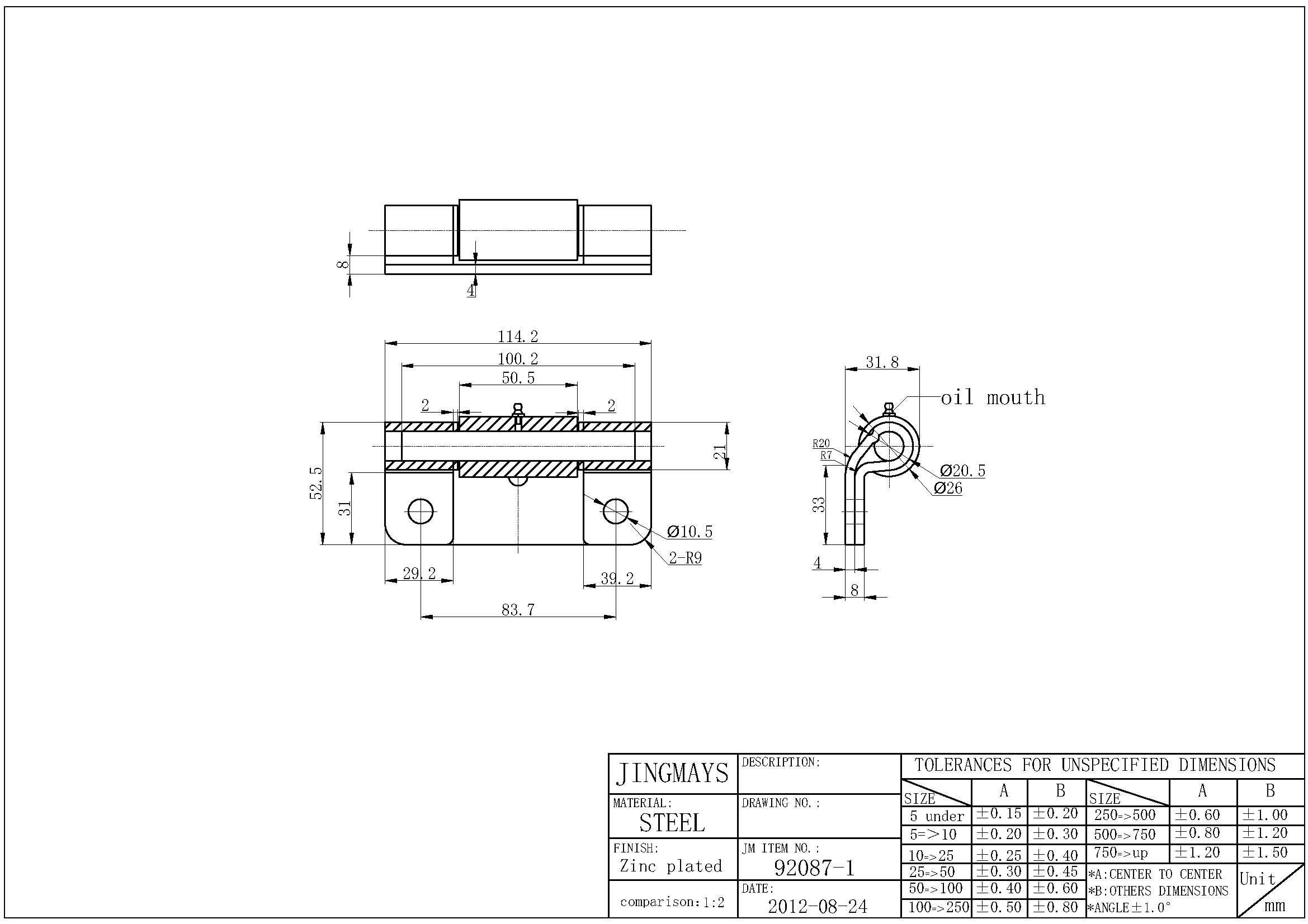 Hinge Steel Zinc Plated - 92087-1