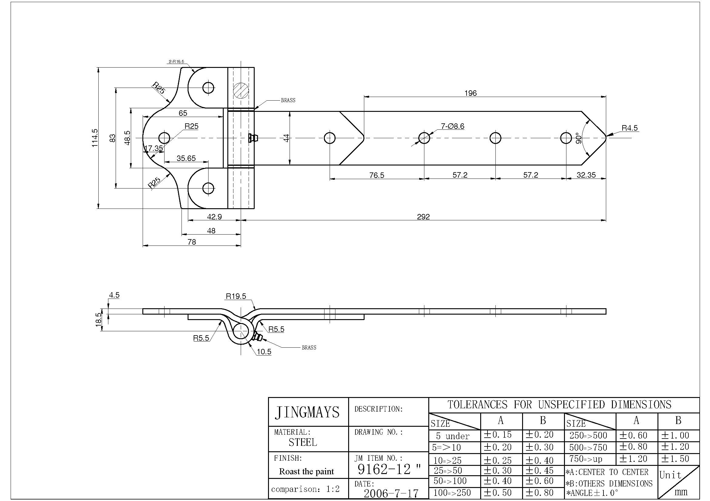 Strap Hinge Steel Black - 9162-12