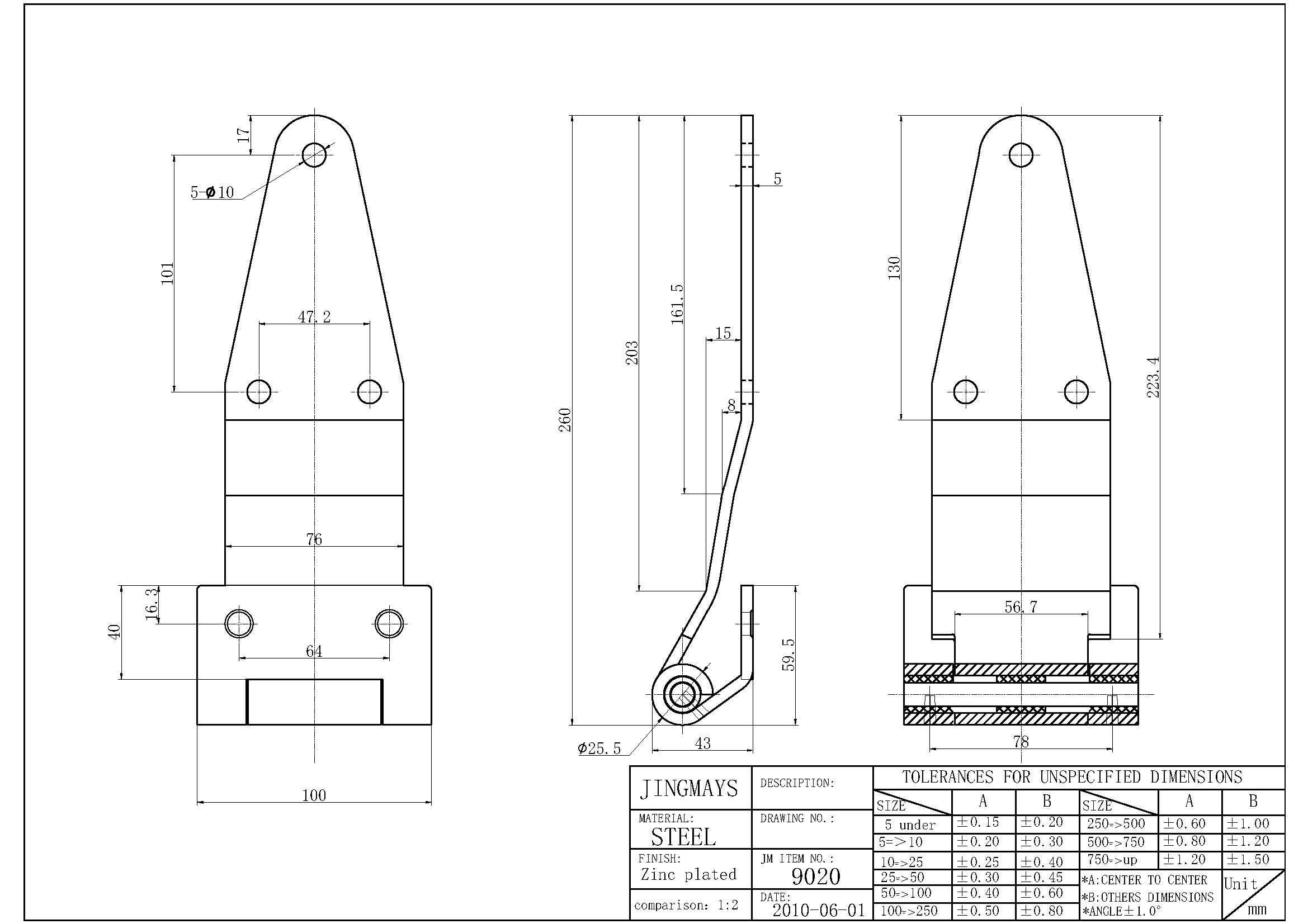 Strap Hinge Steel Zinc Plated - 9020