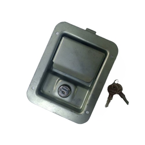 Locking Recessed Paddle Latch Steel Zinc Plated W/Mtg. Holes W/2 keys - 91421