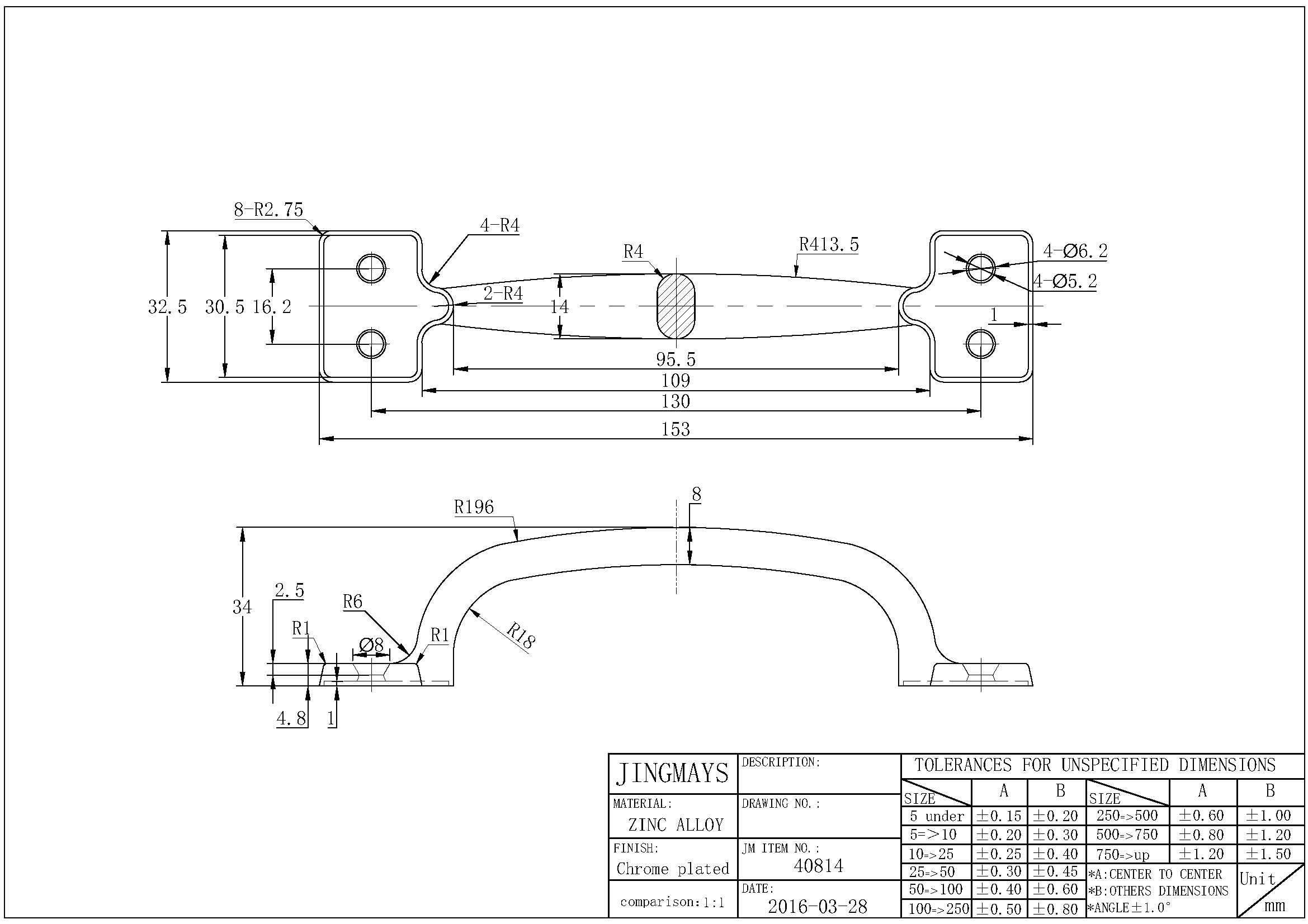 Grab Handle Steel Chrome - 40814