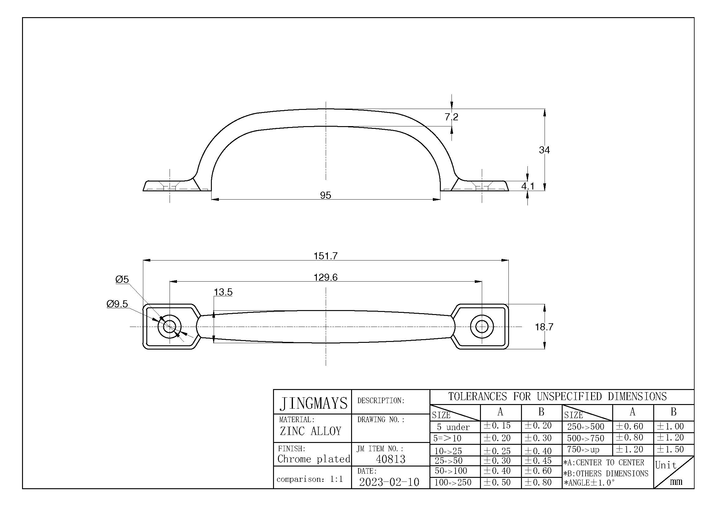 Pull Handle Zinc Alloy Chrome - 40813